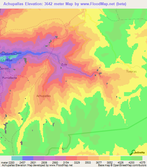 Achupallas,Ecuador Elevation Map