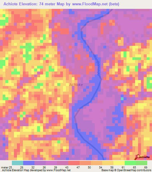 Achiote,Ecuador Elevation Map