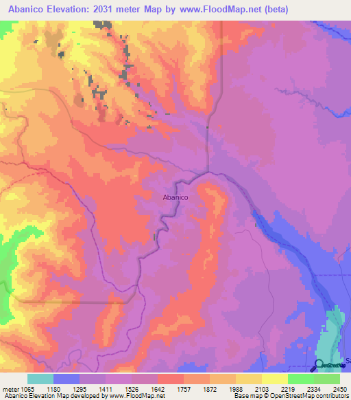 Abanico,Ecuador Elevation Map