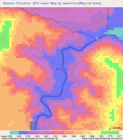 Abanico,Ecuador Elevation Map