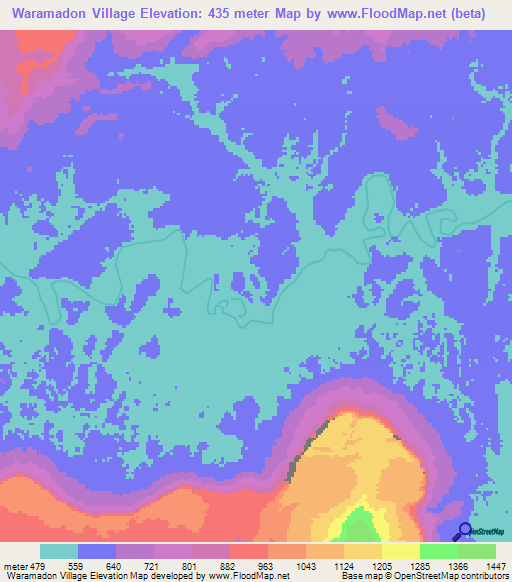 Waramadon Village,Guyana Elevation Map