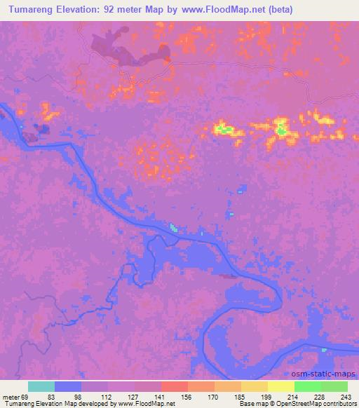 Tumareng,Guyana Elevation Map