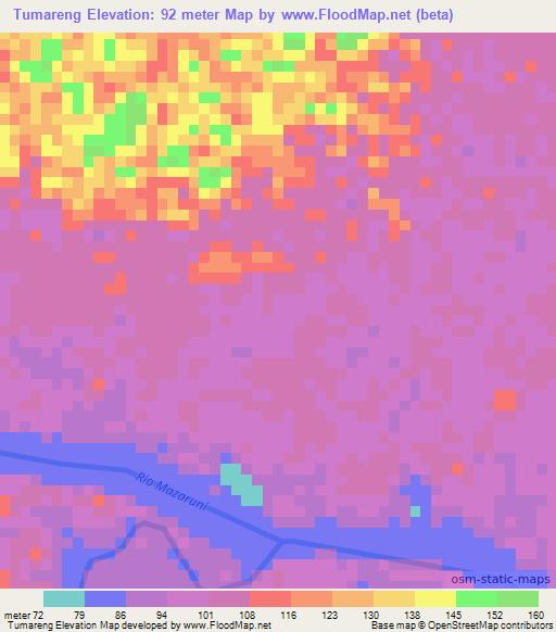 Tumareng,Guyana Elevation Map