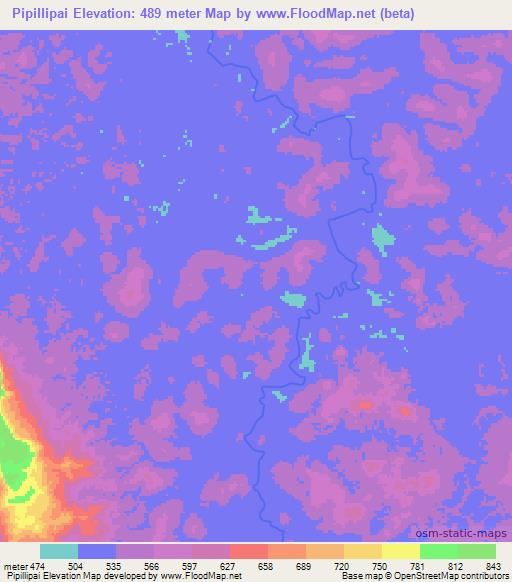 Pipillipai,Guyana Elevation Map