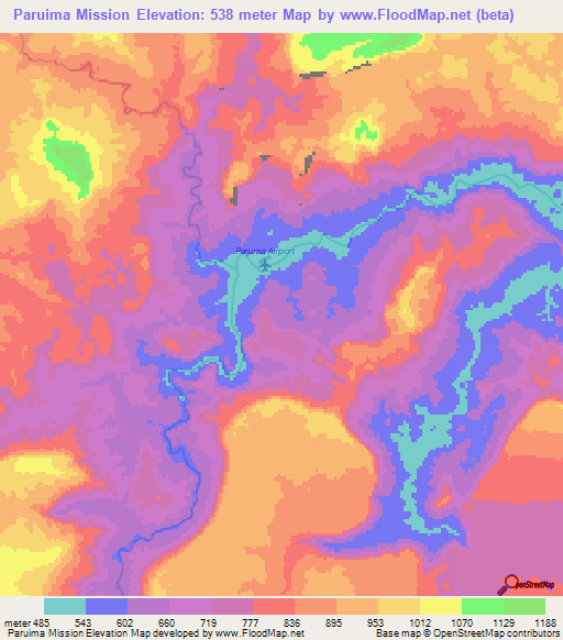 Paruima Mission,Guyana Elevation Map