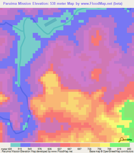 Paruima Mission,Guyana Elevation Map