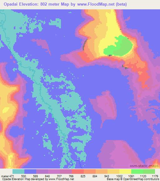 Opadai,Guyana Elevation Map