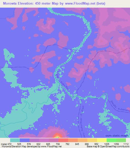 Morowta,Guyana Elevation Map