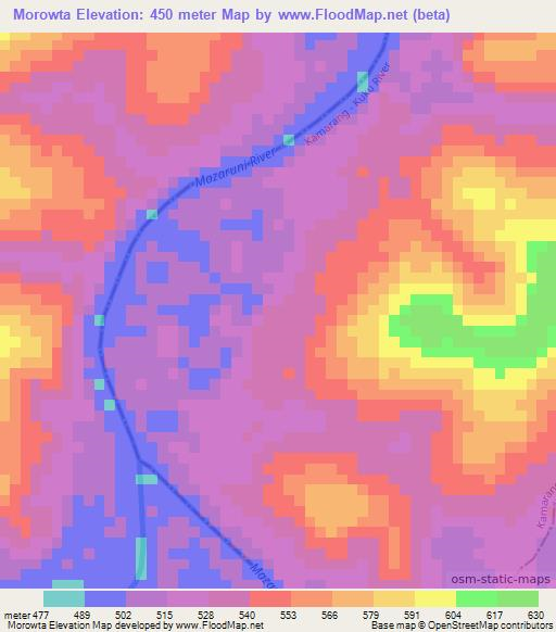 Morowta,Guyana Elevation Map