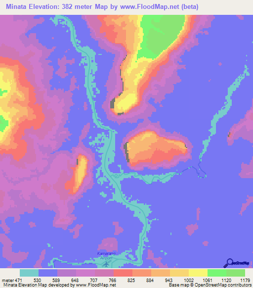 Minata,Guyana Elevation Map