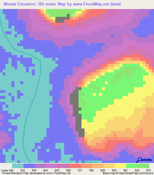 Minata,Guyana Elevation Map