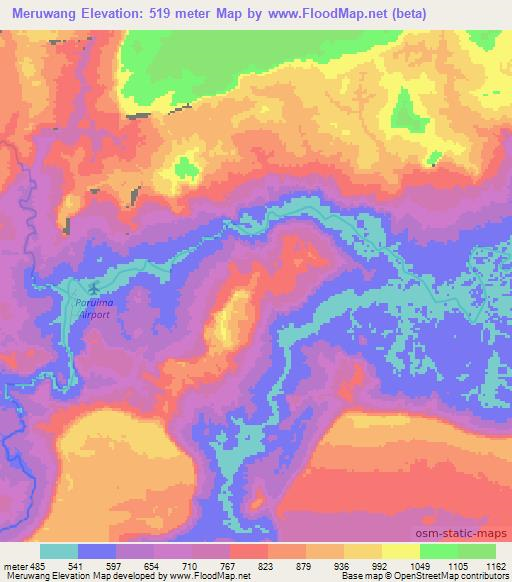 Meruwang,Guyana Elevation Map