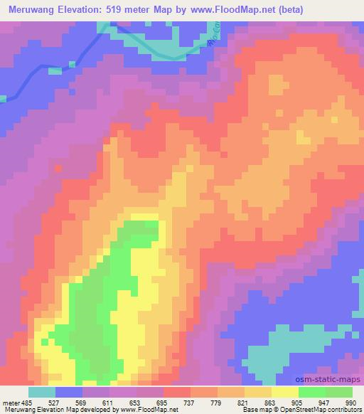 Meruwang,Guyana Elevation Map