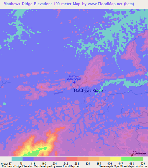 Matthews Ridge,Guyana Elevation Map