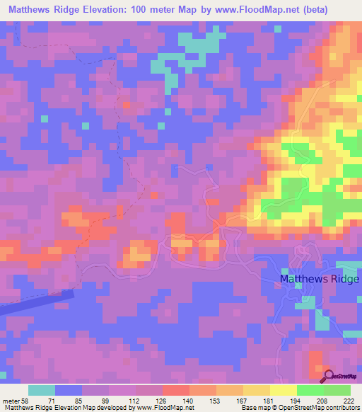 Matthews Ridge,Guyana Elevation Map