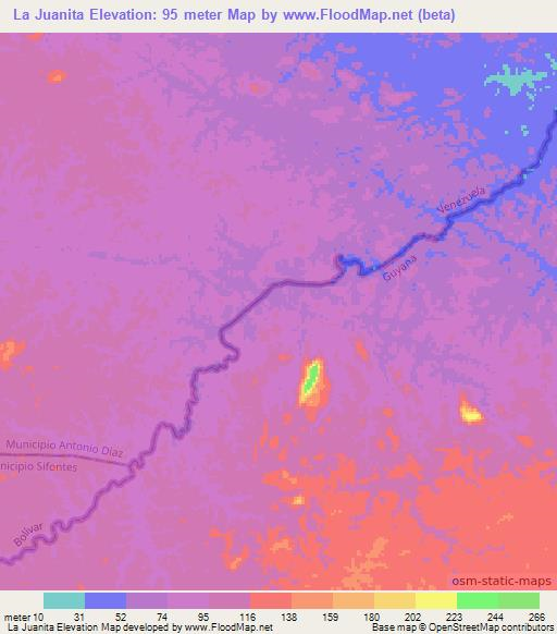 La Juanita,Guyana Elevation Map