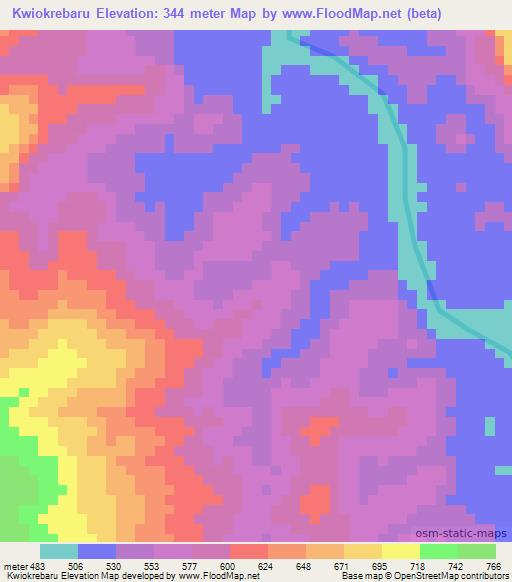 Kwiokrebaru,Guyana Elevation Map