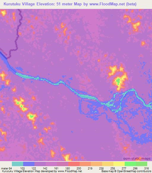 Kurutuku Village,Guyana Elevation Map