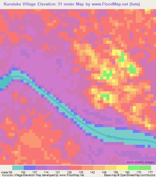 Kurutuku Village,Guyana Elevation Map