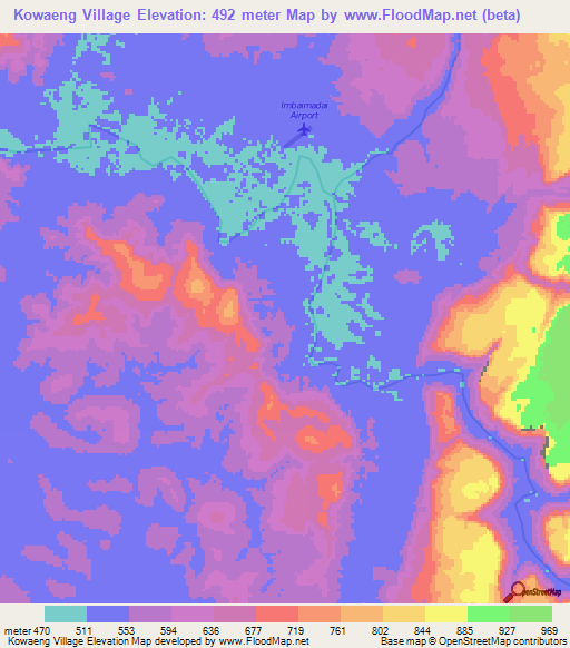 Kowaeng Village,Guyana Elevation Map