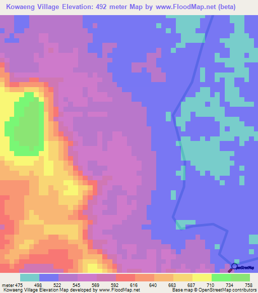 Kowaeng Village,Guyana Elevation Map