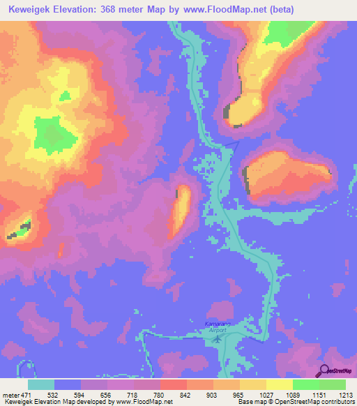 Keweigek,Guyana Elevation Map