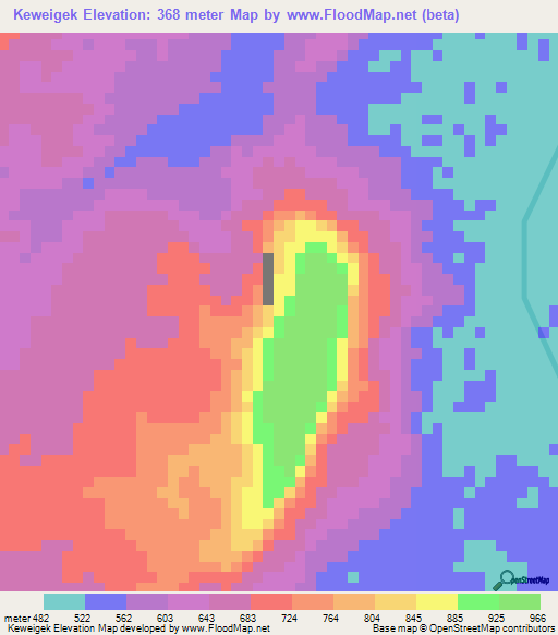 Keweigek,Guyana Elevation Map