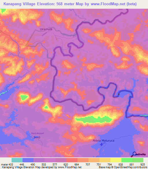 Kanapang Village,Guyana Elevation Map