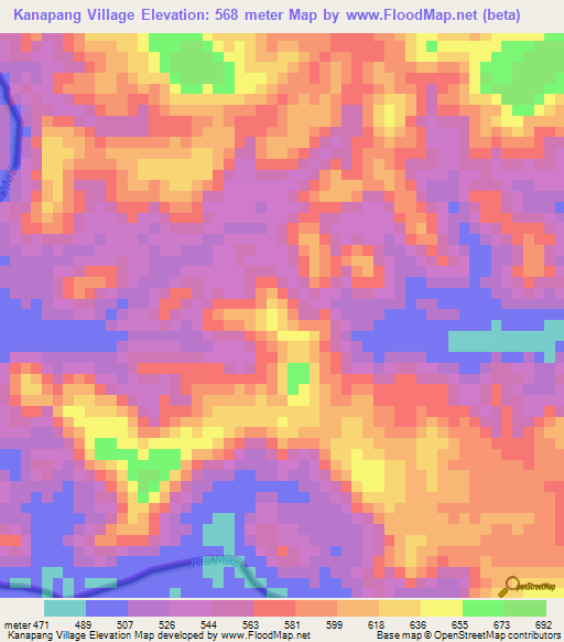 Kanapang Village,Guyana Elevation Map