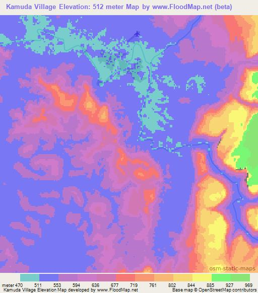 Kamuda Village,Guyana Elevation Map