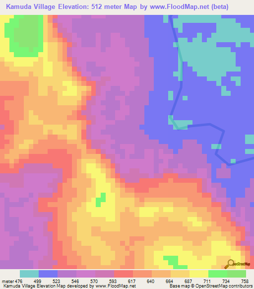 Kamuda Village,Guyana Elevation Map