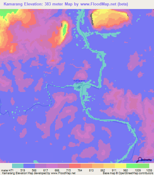 Kamarang,Guyana Elevation Map