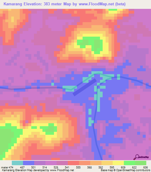 Kamarang,Guyana Elevation Map