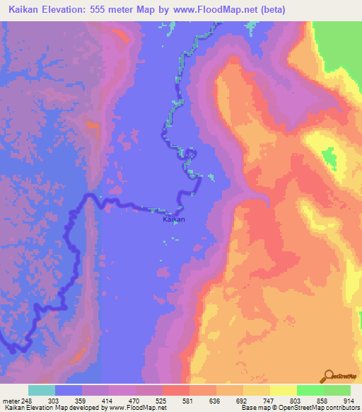 Kaikan,Guyana Elevation Map