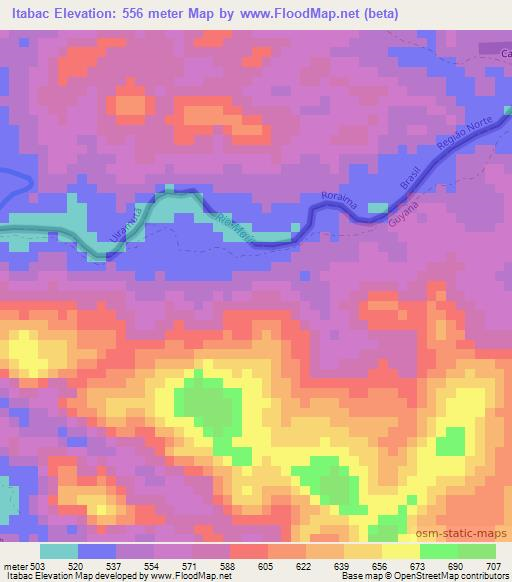 Itabac,Guyana Elevation Map