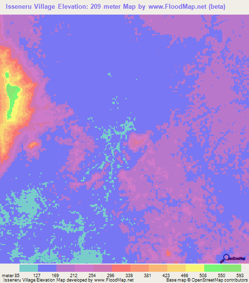 Isseneru Village,Guyana Elevation Map