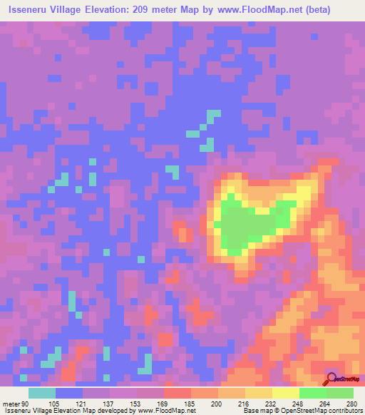 Isseneru Village,Guyana Elevation Map