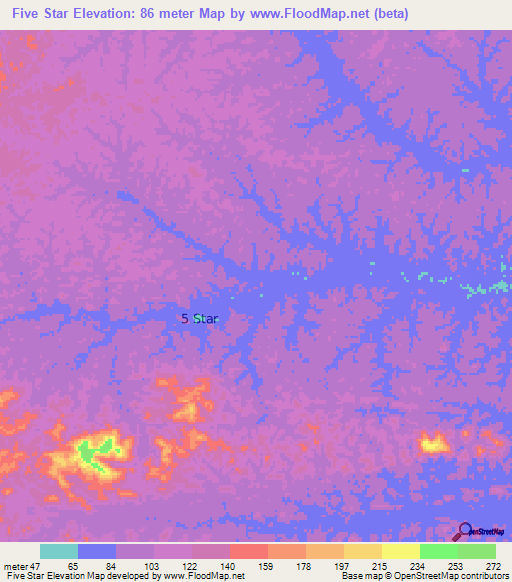 Five Star,Guyana Elevation Map