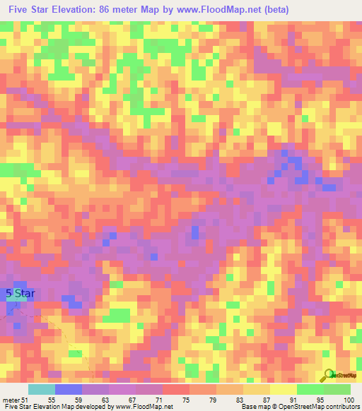 Five Star,Guyana Elevation Map