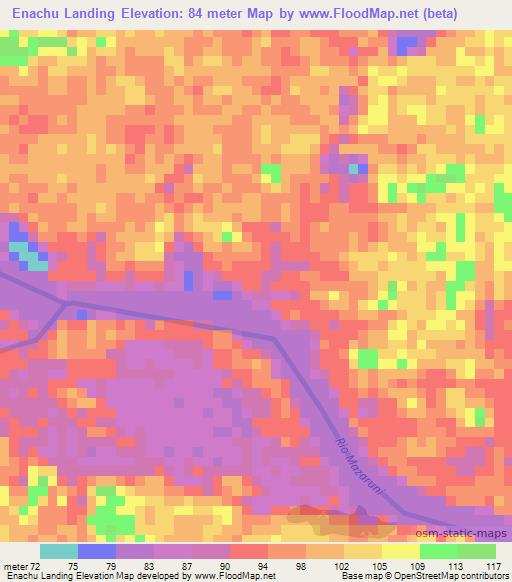 Enachu Landing,Guyana Elevation Map