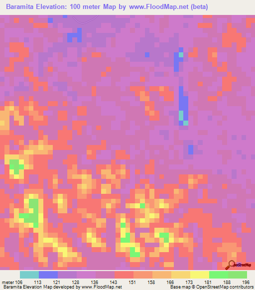 Baramita,Guyana Elevation Map