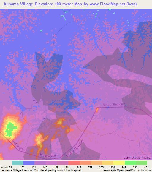 Aunama Village,Guyana Elevation Map