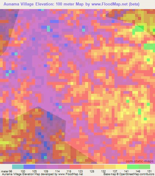 Aunama Village,Guyana Elevation Map