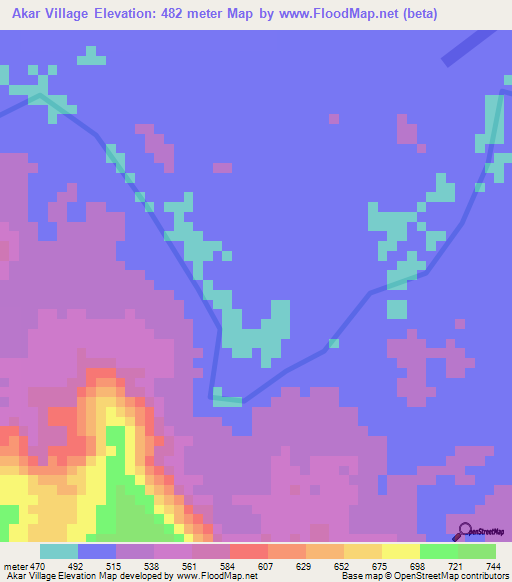 Akar Village,Guyana Elevation Map