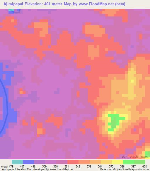 Ajimipepai,Guyana Elevation Map