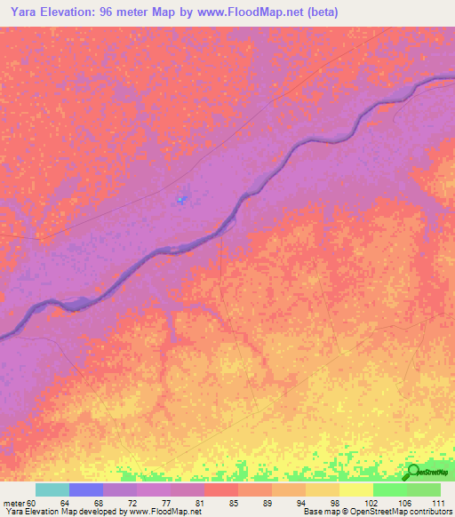 Yara,Brazil Elevation Map