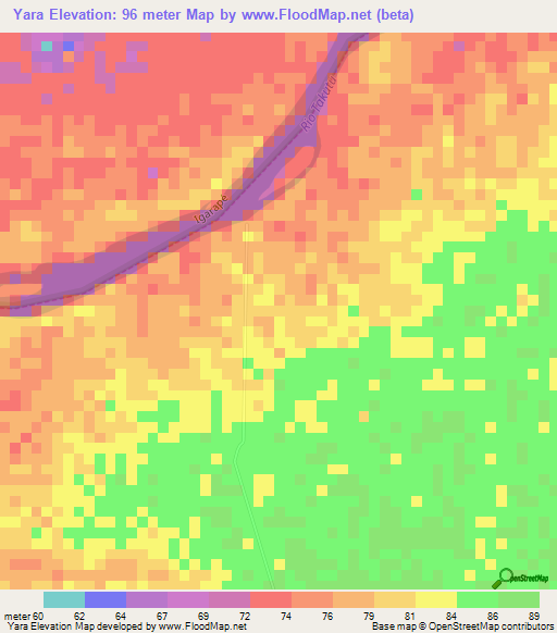 Yara,Brazil Elevation Map