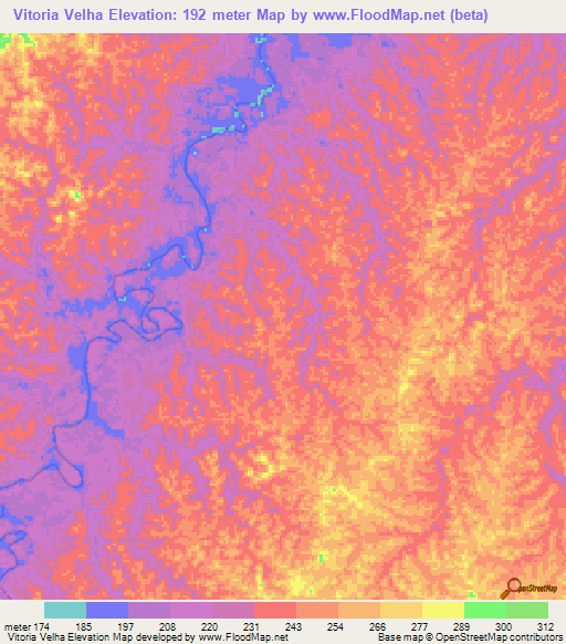 Vitoria Velha,Brazil Elevation Map