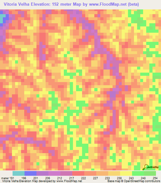 Vitoria Velha,Brazil Elevation Map