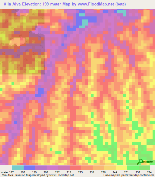 Vila Alva,Brazil Elevation Map